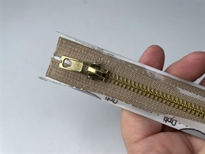 Jeans lynlås i beige - ikke delbar, 20 cm